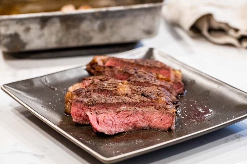 How to cook a steak in the oven.