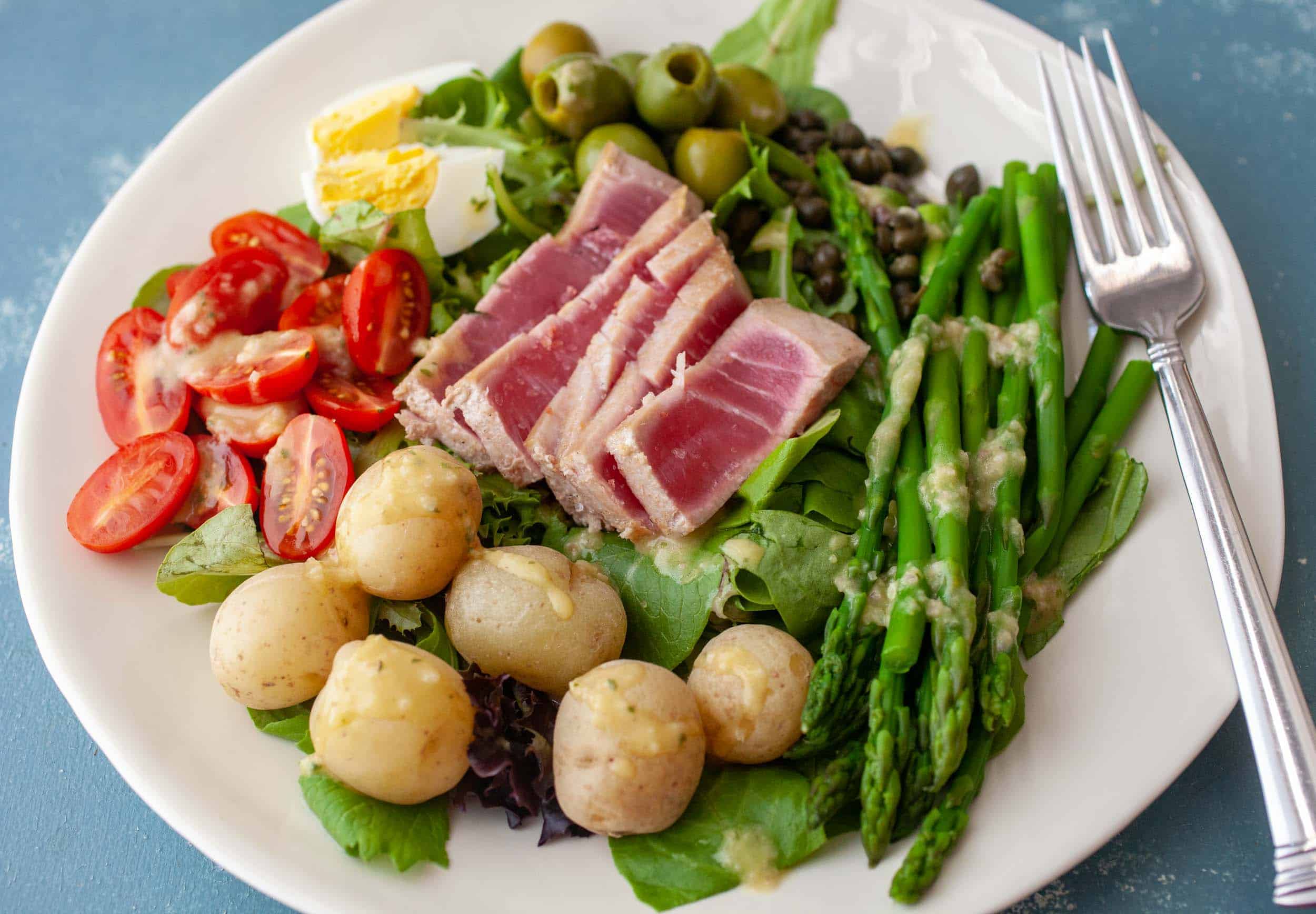 classic nicoise dressing Nioise Salad With Basil and Anchovy-Lemon Vinaigrette