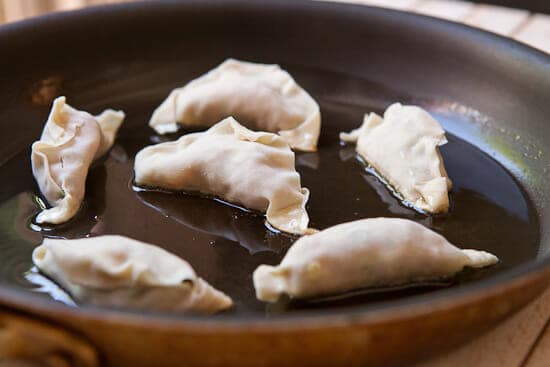 in the pan - Homemade Potstickers