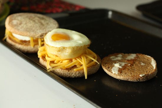 making a sandwich - Breakfast Sandwiches