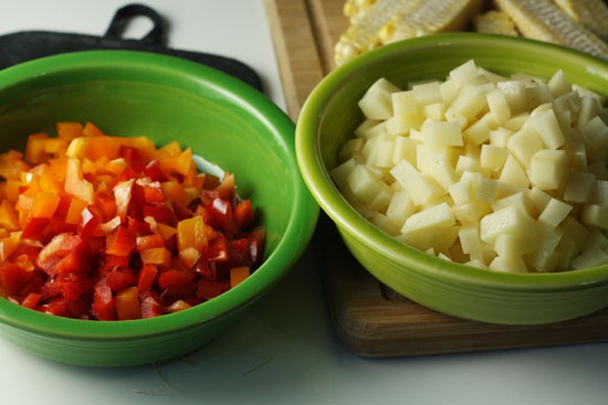 potatoes and peppers
