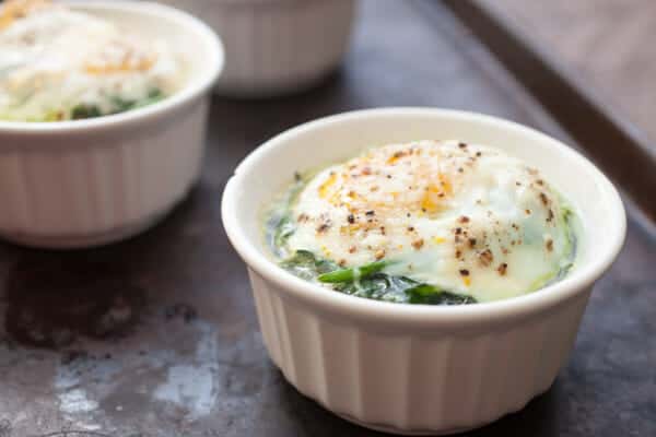 Bacon Spinach Baked Eggs