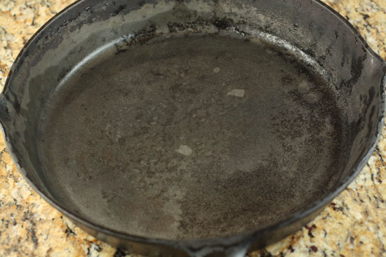 cleaning a cast iron skillet