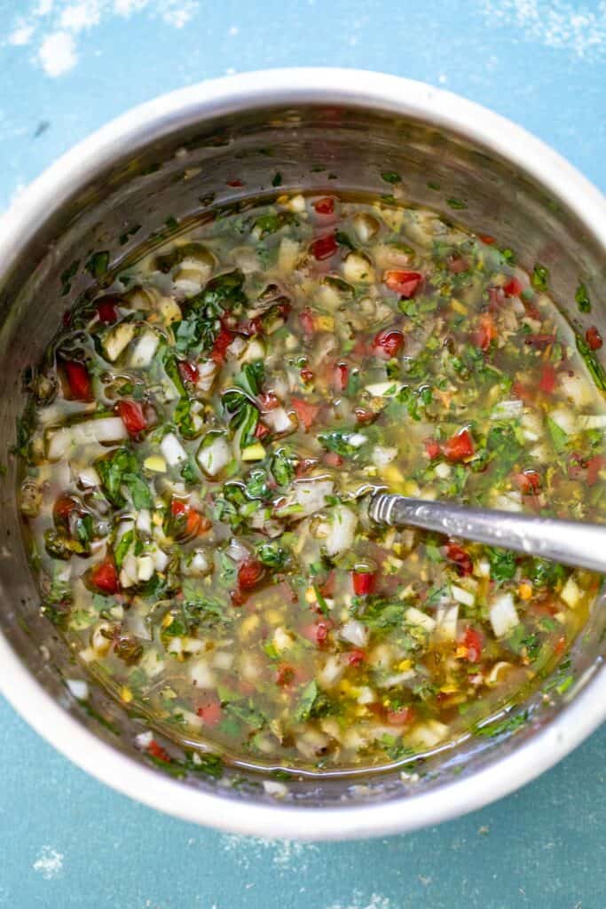 Finished chimichurri sauce