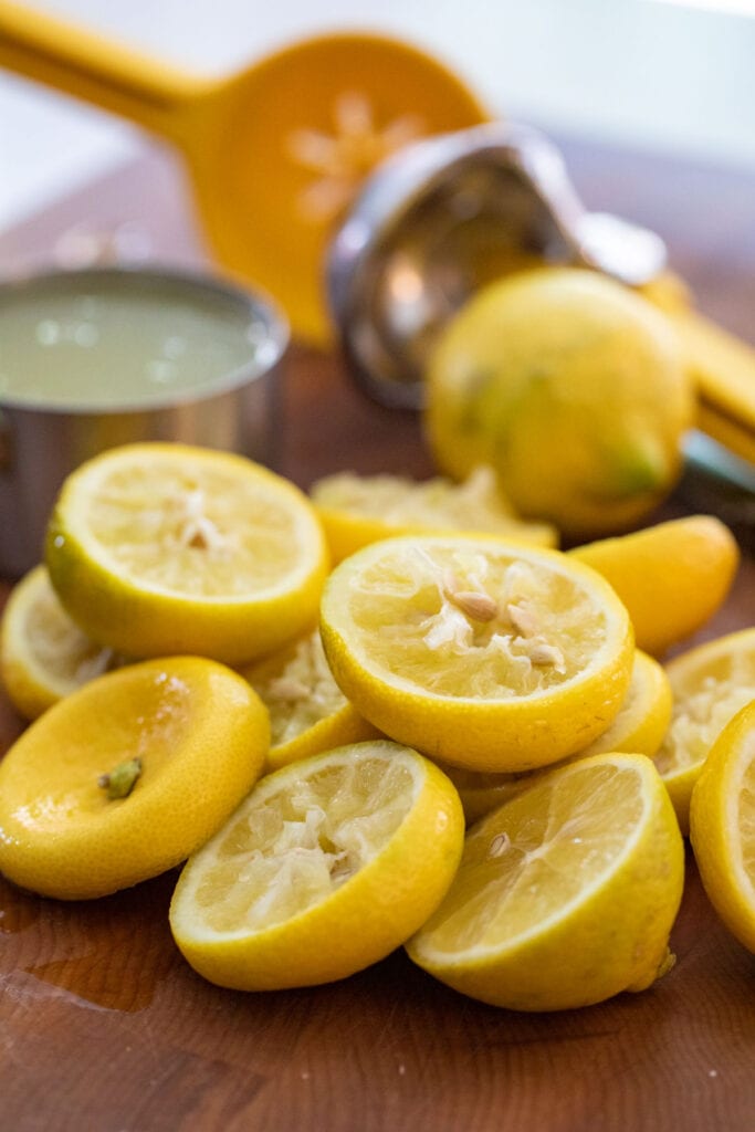 Lemons squeezed for lemonade.