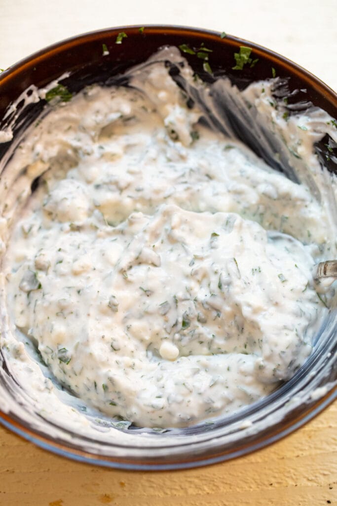 Green Goddess yogurt sauce.