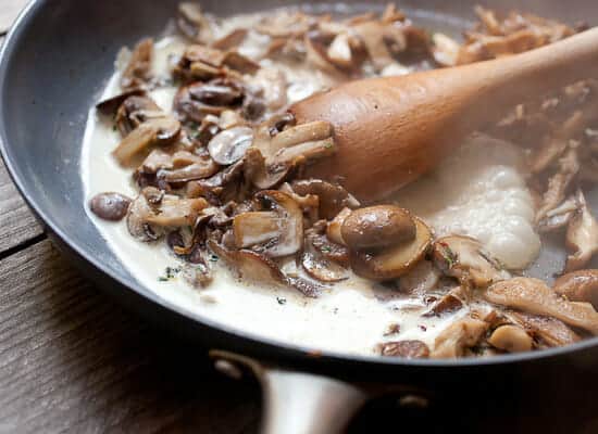 Creamed mushrooms on toast.