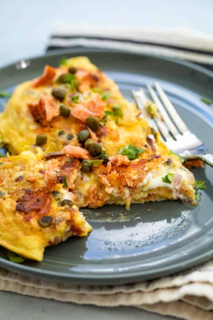 Smoked Salmon Omelette with fresh herbs.