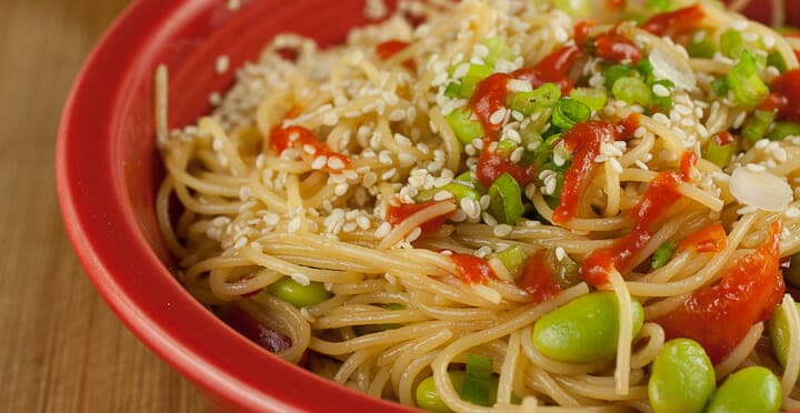 Sesame Angel Hair recipe from Macheesmo