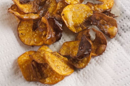 drained Sweet Potato Chips