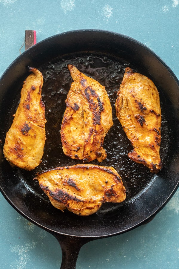 Baja Chicken cooked in cast iron skillet