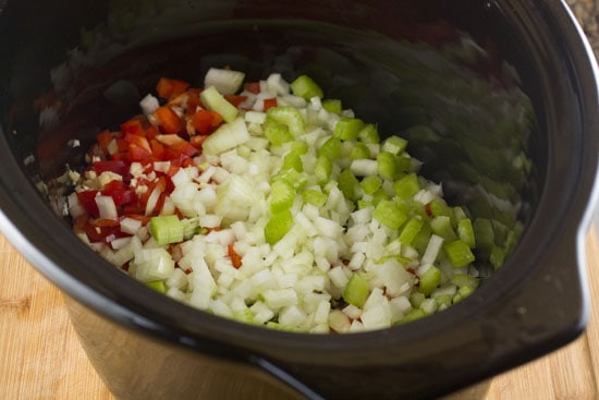 chopped veggies - Crockpot Chicken Tortilla Soup