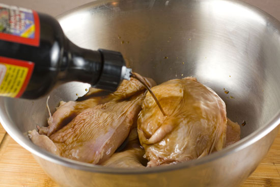 marinating chicken for Chicken Adobo