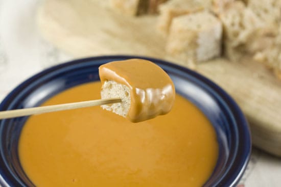 bread dipped in Port Wine Fondue