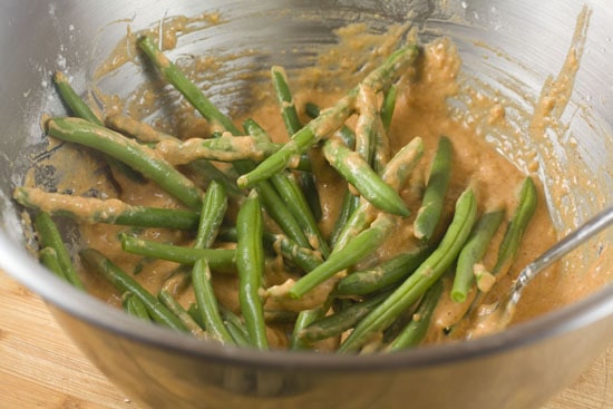 battering Fried Green Beans