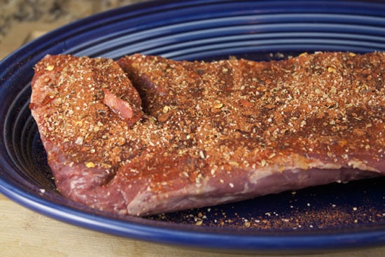 rubbed beef for Quick Carne Asada