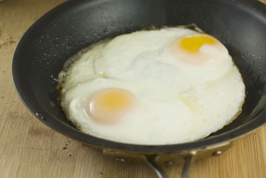 cooked eggs for Ricotta Breakfast Sandwich