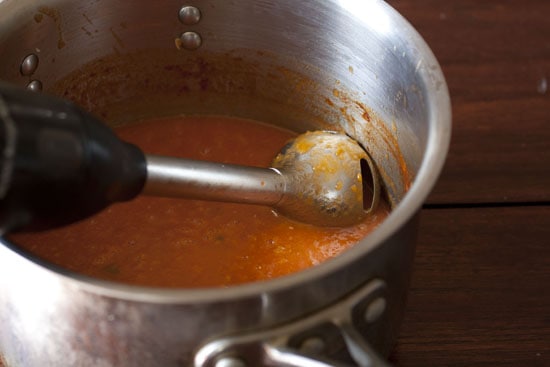 blending Apricot BBQ sauce
