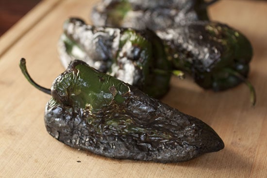 charred for Rajas Poblanas