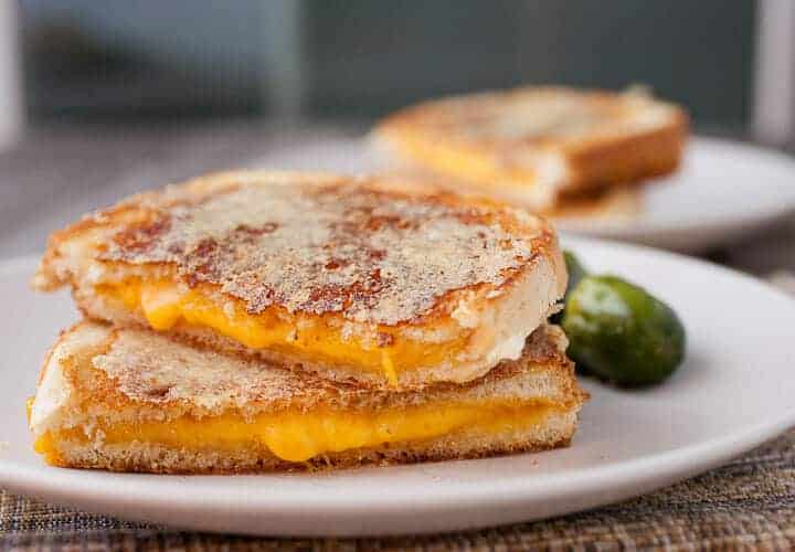 Parmesan Inside Out Grilled Cheese: This is some upper level grilled cheese sandwich business. After you cook the sandwich, coat it with shredded parmesan and cook it a second time until the crust is crispy. Crazy good.