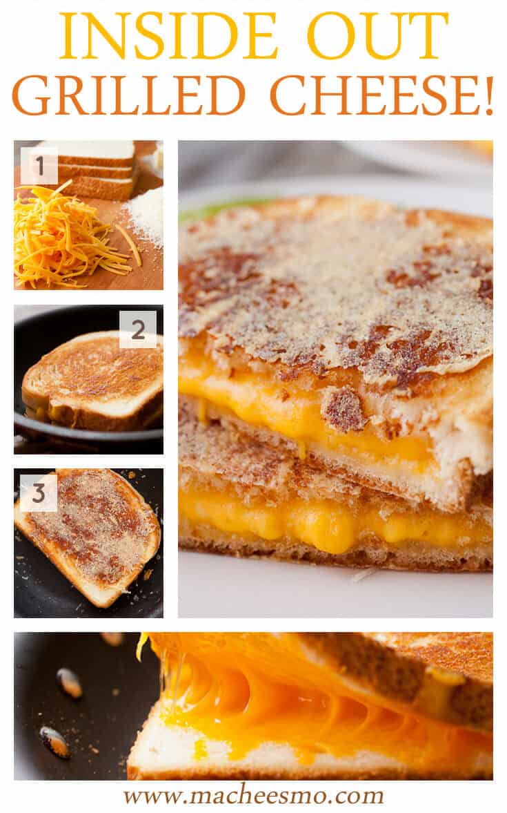 Parmesan Inside Out Grilled Cheese: This is some upper level grilled cheese sandwich business. After you cook the sandwich, coat it with shredded parmesan and cook it a second time until the crust is crispy. Crazy good.