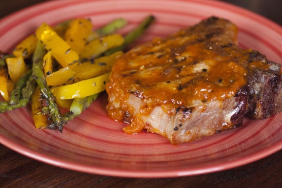 pork topped with Apricot BBQ sauce