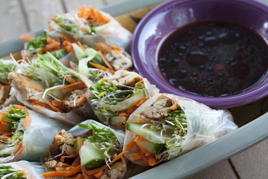 Vegan Spring Rolls recipe with Tempeh and Spicy Dipping Sauce