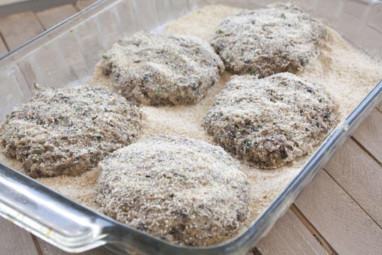 Mushroom Burger patties formed