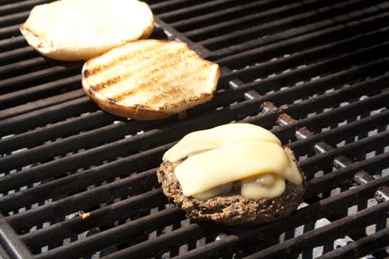 Mushroom Burger on the grill.