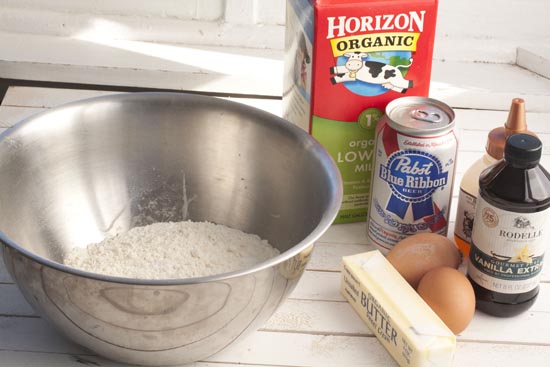 ingredients for Beer Waffles