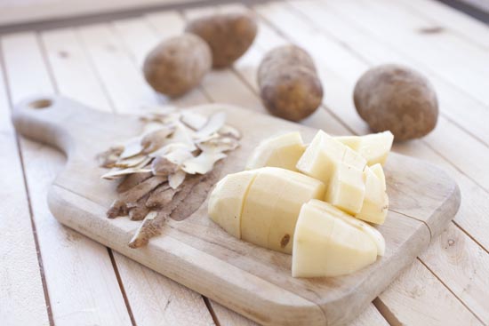 peeled potatoes for papas rellenas