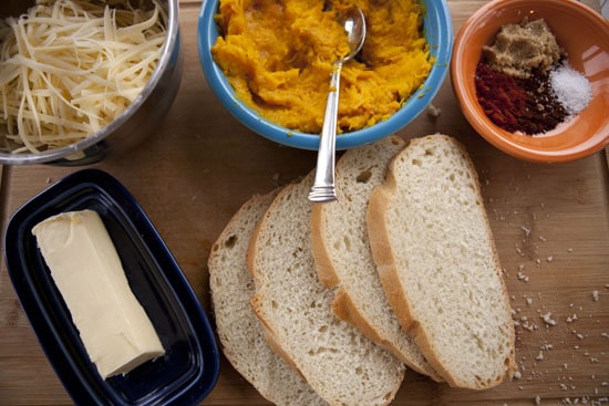 ingredients for Pumpkin Grilled Cheese