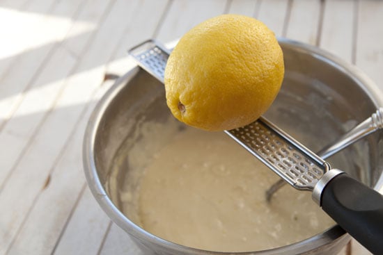 lemon going in batter for Date Waffles