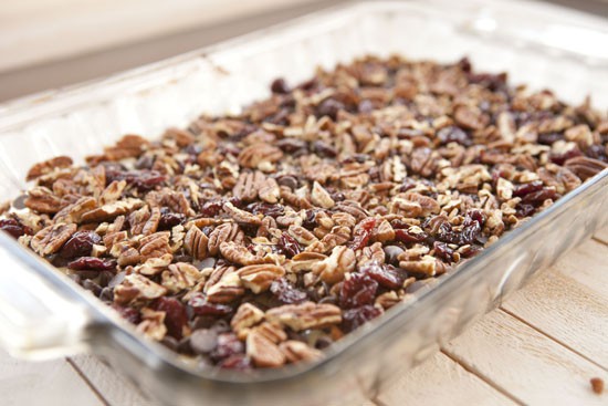 pecans on Chocolate Cherry Bars