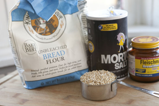 ingredients for Oat No Knead Bread