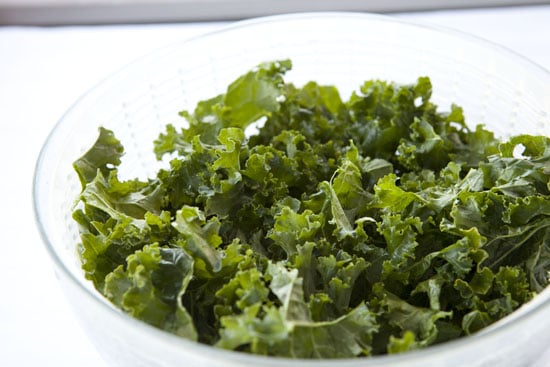 washed kale for Kale Salad with Pears