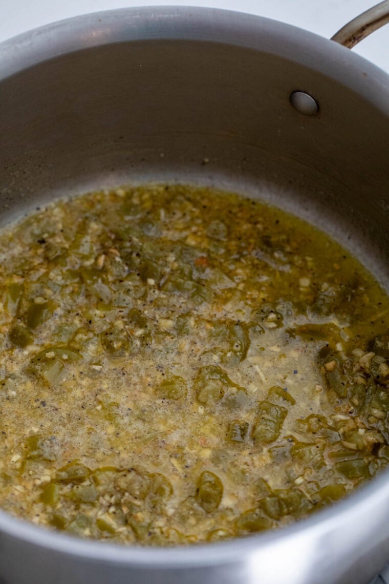 Starting the queso dip.