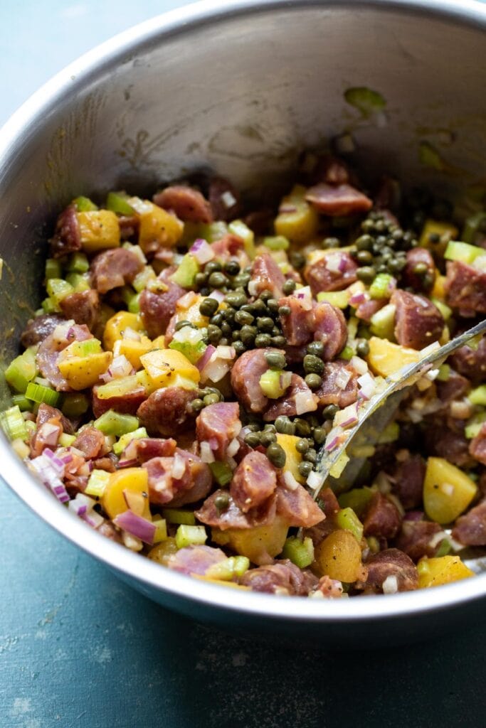 Honey Mustard Potato Salad stirred.