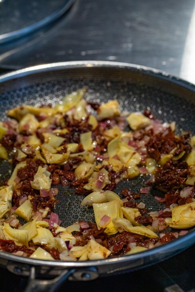 Cooking vegetables in a skillet