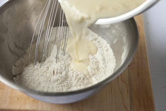 Mixing the batter.