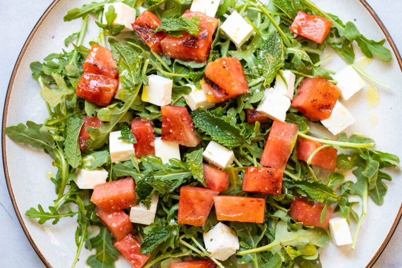 Grilled Watermelon Salad on a plate.