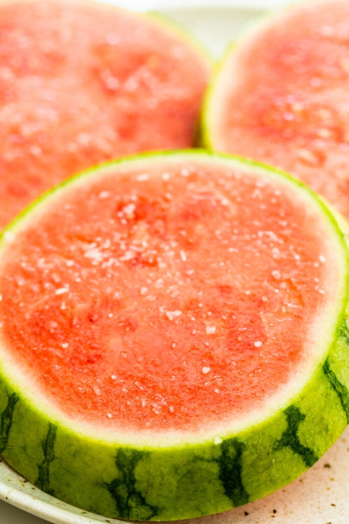 Sliced watermelon for grilling.