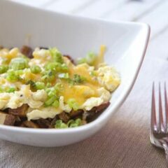 Freezable Breakfast Bowls: Cheese and potatoes pile high with eggs in freezable portions. They reheat fantastically for a quick and healthy breakfast!