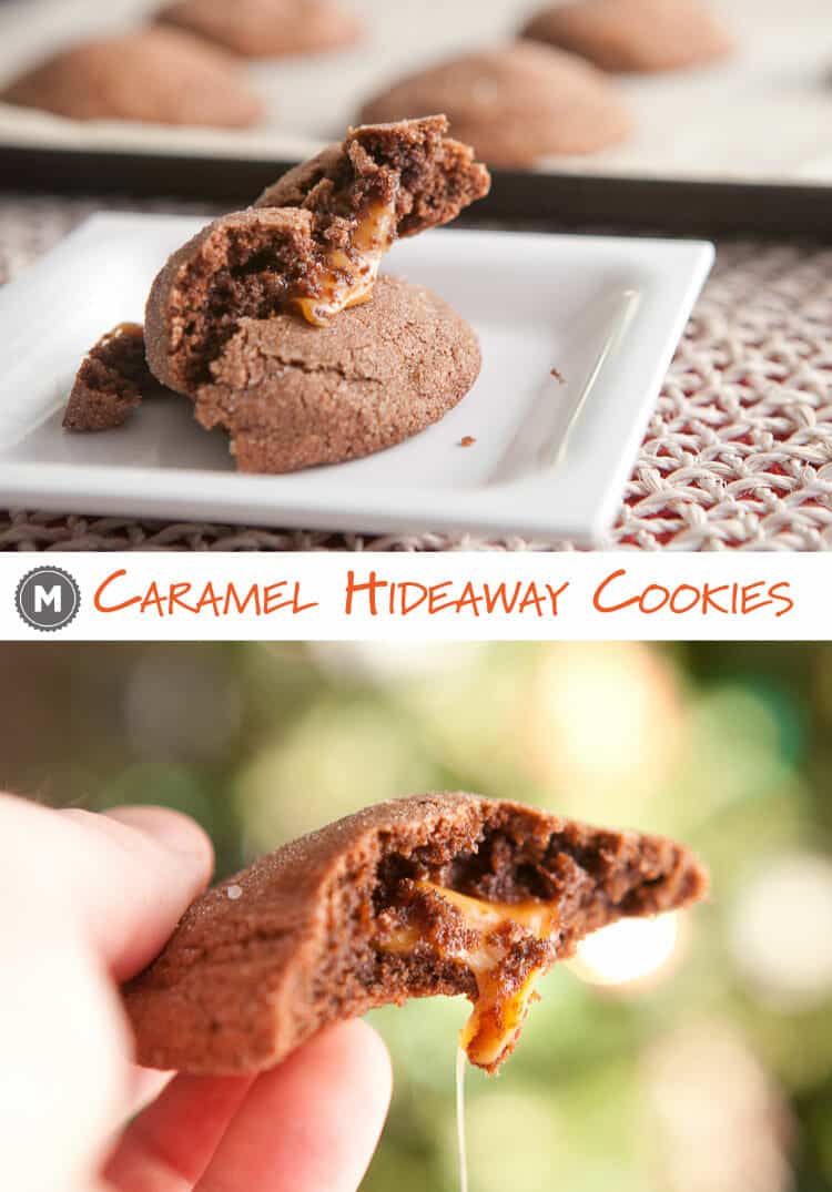 Caramel Stuffed Cookies - stuffed chocolate cookies with a hidden bite of gooey caramel. 
