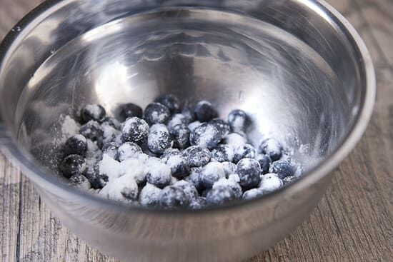 A corn starch dusting - cornmeal blueberry scones