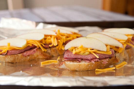 My favorite layer of these Open Faced Pastrami Sandwich