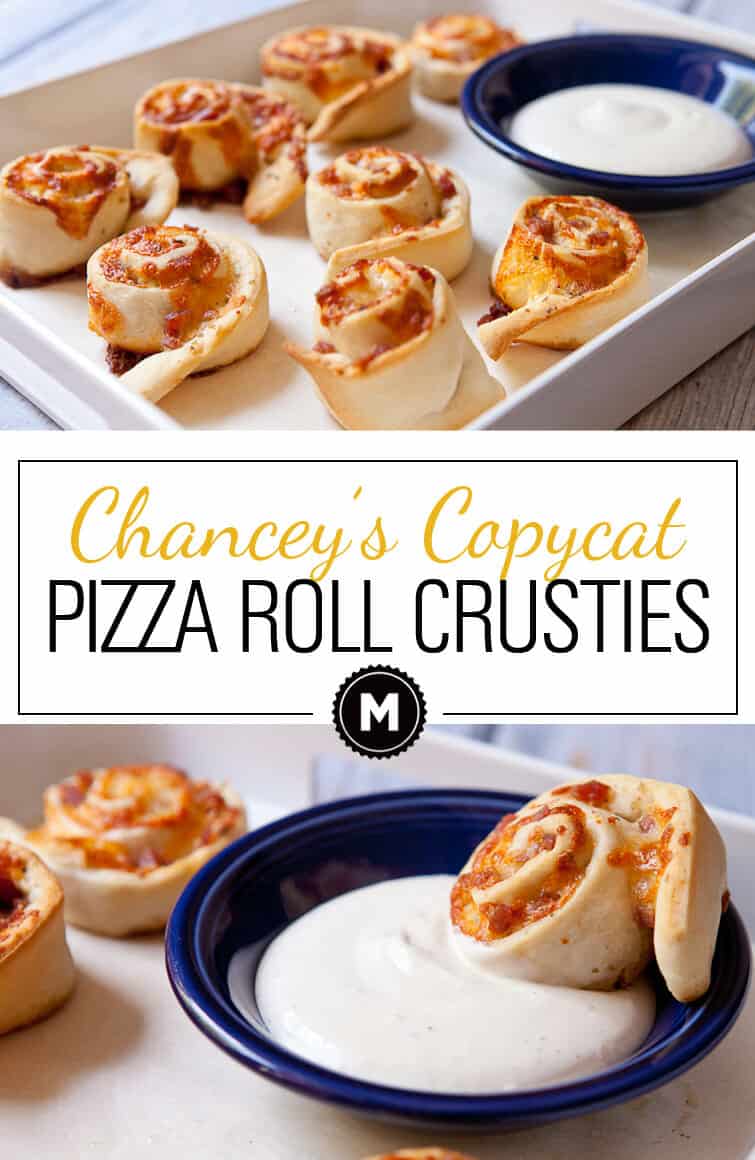 Chancey's Crusties are a classic late night snack near Radford University. This is my take on their most popular pizza roll. They are called Crusties because the cheese bakes on the bottom and gets crispy!