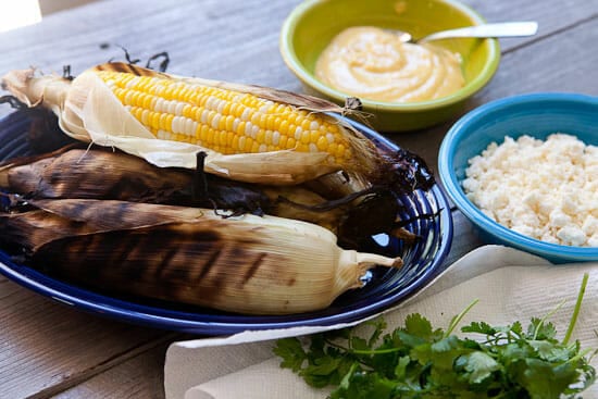 Grilled Mexican Corn fixings