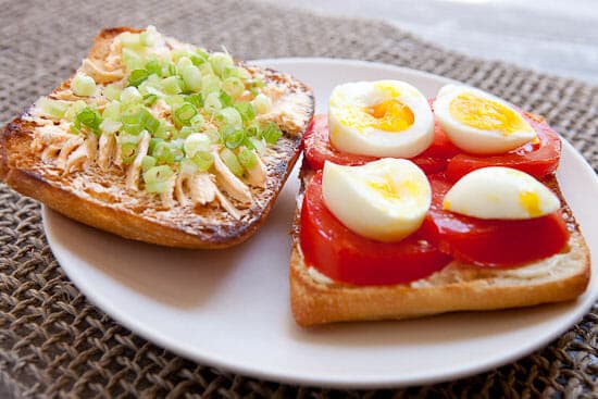 Egg and Tomato Sandwich building.