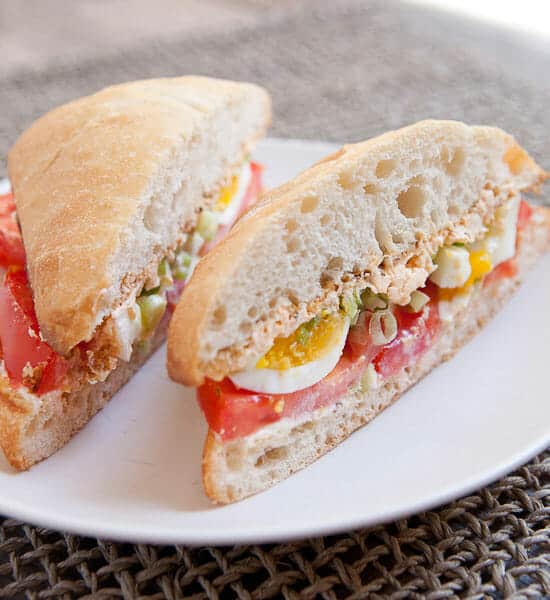 Egg and Tomato Sandwich cut.